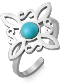 Dreamtimes Witch Knot Ring für Frauen Hexen Knoten offener Ring Wicca Mond irischen keltischen Ring irischen Wiccan Edelstahl einstellbar Daumen offener Ring irischen Schmuck (Silber-2)