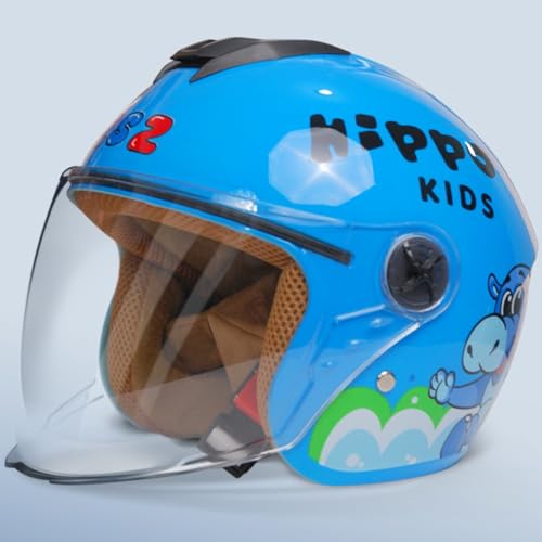 Kids 3/4 Motorcycle Helmet with Visor,ECE Approved 3-14 Ages Child Boys Girls Open Face Half Helmet,Retro Youth Electric Moped ATV Helmets for Scooter Dirt-Bike Go-Kart A,48-58CM