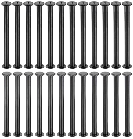 PATIKIL M5*65mm Tornillo de Encuadernacion, 24 Juego Tornillo de Chicago Remaches de Tornillos Conexión Columna Para Cuero Libros, Bolsos, Collares, Mochilas Reparación Bricolaje, Negro