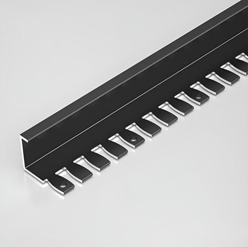 Raouoae Protection De Bord Durable en Aluminium Anodisé C 90 Cm* 3 Pièces Profilé d'angle pour Carrelage Revêtement De Sol Mur Et Salle De Bain Protection De Coin(Black,High:8.6mm)