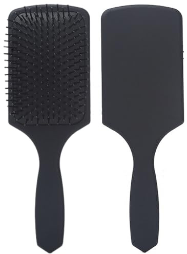 P083 - Spazzola per capelli con cuscinetto a pagaia grande, per asciugare e districare i capelli, confortevole, per lisciare e lisciare i capelli, per donne e uomini, colore nero