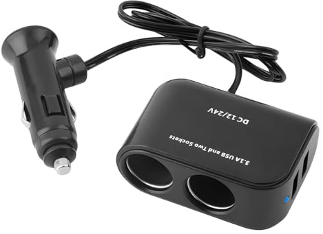CGEAMDY Auto Ladegerät Adapter, Auto Zigarettenanzünder Verteiler, KFZ Adapter 12V 24V USB, Automobilindustrie Universal Interieur Zubehör Dekoration Für Handy Sitzheizung GPS Dash Cam Telefon