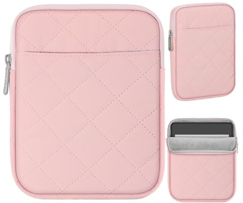 MoKo Tablet Sleeve Kompatibel mit KindleColorsoft, Kindle Paperwhite 12th Gen 2024, Kindle 2024-2016, Tablet Tragetasche Tragbare Hülle mit Zwei Taschen und Stifthalter, Tucked Cotton Rosa