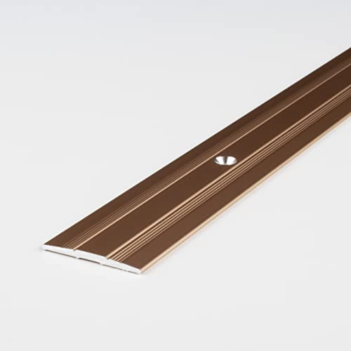 PROVISTON - Übergangsprofil - Aluminium eloxiert - Bronze Hell - Breite 27 mm - Höhe 1.7 mm - Länge 1000 mm - Gebohrt - Übergangsschiene - Übergangsleiste - Bodenprofil - Abdeckleiste - 1 Stück
