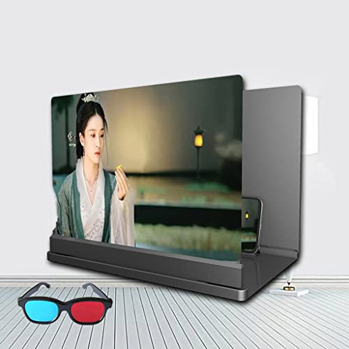 VENYAA Lente d'Ingrandimento per Schermo del Telefono da 14/20/32, Amplificatore Schermo Smartphone HD Proiettore Pieghevole Ingranditore con Supporto per Tutti Smartphone(Size:20IN,Color:Nero)