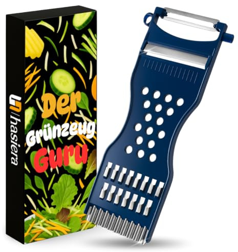 hasiera Der Grünzeug Guru 6-in-1 Gemüseschneider & Sparschäler – Gemüsehobel, Julienneschneider, Reibe Edelstahl & Kartoffelschäler, ideal für Obst & Gemüse