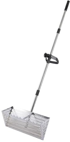 Rastrillo de Acero al Carbono para pulgas de Arena, Mango Largo Desmontable con Cesta de Dientes de tiburón de 40 cm de Ancho, Herramienta de tamiz de Arena de Playa Duradera para Encontrar cangrejos