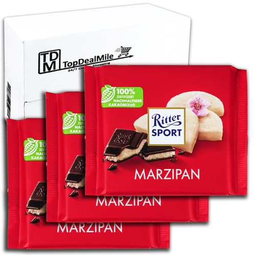 TopDealMile- Vorratspack für Ritter Sport Marzipan 3 x 100g Gefüllte Halbbitter-Schokolade mit Edel-Marzipan