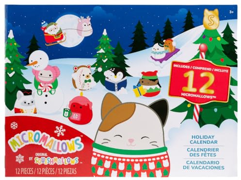 Squishmallows Micromallows Calendario dell'Avvento 2025 di 12 giorni, incluso Cam The Cat Christmas Edition, Tom The Festive Christmas Tree, Nick as Santa, Manny the Snowman e molti altri!