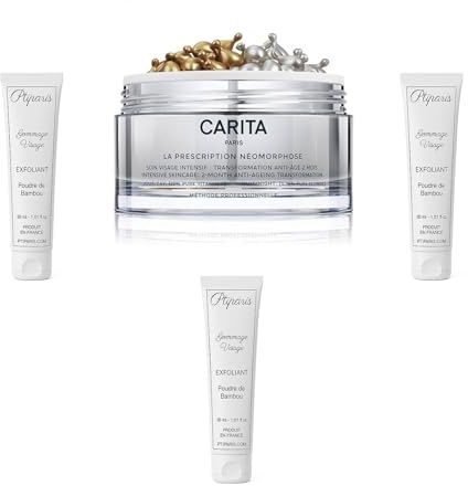 Ptiparis, Estuche de cuidado exfoliante facial con 3 exfoliantes 30 ml y la prescripción de neomorfosis de carita