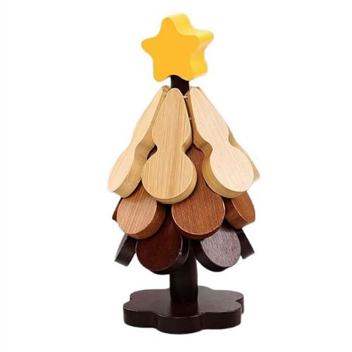 Lot de dessous de plat en bois naturel pour sapin de Noël, décoration de comptoir de cuisine, théière, théière (étoiles)