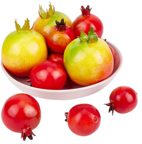 PH PandaHall 15 piezas de frutas falsas granada 4 estilos fruta decoración rojo miniatura artificial granada artesanal para el hogar, cocina, boda, exposición Navidad