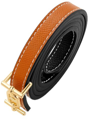 ZHUOMOT Zweiseitiger Schmaler Gürtel Damen mit H-Schnalle, Verstellbarer Ledergürtel Damen Gürtel Dupes Taillengürtel Damengürtel für Jeans Hosen Kleider, Länge 100CM, Geschenke für Frauen