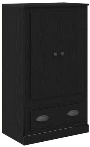 vidaXL Alacena Roble Negro 60 x 35,5 x 103,5 cm Madera contrachapada, Alto Mueble de Sala, Armario Rectangular, cajones duraderos, diseño Moderno, Madera aglomerada con Puertas