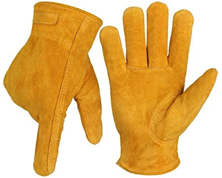 Guantes de trabajo Men cuero trabajando protectores seguridad soldadura(L)