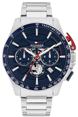 Tommy Hilfiger Men’s Quartz Chronograph Watch - Bold Sporty Skeleton Dial - Water Resistant up to 50m - Performance, Stylish Timepiece - Gift for Him 44mm