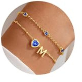 Turandoss armband med bokstäver damer guld födelsesten september safir armband bokstäver ett hjärta flicka, födelsedagspresent för kvinnor tonåring flicka mamma fru alla hjärtans dag årsdag smycken