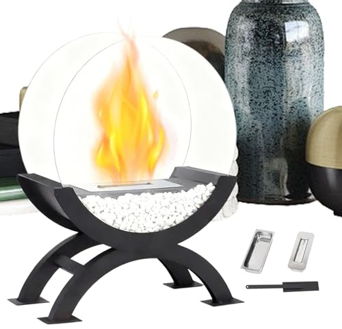 YRTUOP Braciere Da Tavolo - Con Fiamma Reale Riscaldamento Sicuro,A Alcol Con Pietra Del Focolare - Per Casa, Giardino, Interno, Esterno, Comodino, Balcone, Camera Da, Picnic E Soggiorno