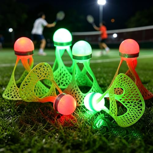 DASIAUTOEM Lot de 6 balles de badminton à LED, en nylon, pour enfants et adultes, convient pour les sports d'intérieur et d'extérieur