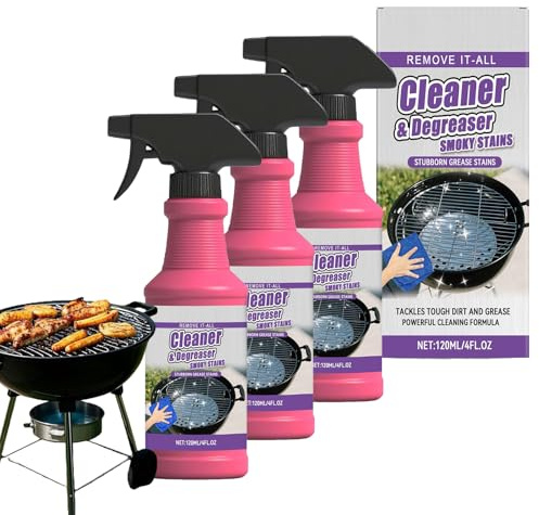 Grillreiniger Spray, 120 ml Fettlöser für Grill, Grillroste, 3x Hochleistungs Grillreiniger Gasgrill Spray, Vielseitiger Grillreinigers Gegen Hartnäckige Ölflecken, Lebensmittel Entferner für Geschirr