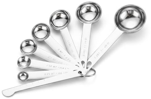 Measuring Spoons Set, 7 pcs Stainless Steel Measuring Spoons with Leveller, Measuring Spoons teaspoonand Teaspoon Measurements for Baking and Cooking, Organised Kitchen Storage System