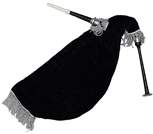 House of Highland 77 Dudelsack, Schwarz, Samt, Metall, C Dur, Premium, mit gratis Chanter-Rohrblättern