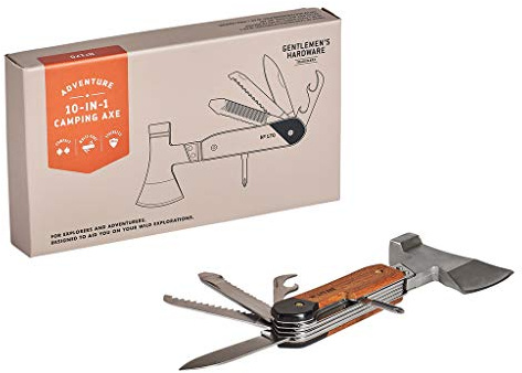 Gentlemen’s Hardware GEN170 Multi-Tool 10-in-1 Camping Axe, Stainless Steel, Compact