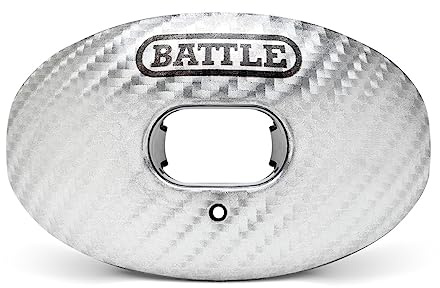 Battle Sports Carbon Oxygen Fußball-Mundschutz, mit einem umwandelbaren Gurt, überlegener Luftstrom und bessere Leistung, maximaler Schutz und Atmungsaktivität, Fußball-Mundstück, funktioniert mit