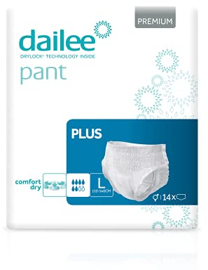 Dailee Pants Plus L - Mutande Assorbenti Incontinenza Adulto - Unisex - 14 Pannolini a Mutandina - Pannoloni per Adulti Uomo Donna Anziani