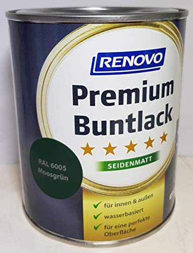 375 ml RENOVO Premium Buntlack seidenmatt, RAL 6005 Moosgruen