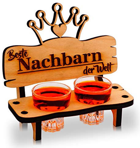 DARO Design- Dankeschön Geschenke für Nachbarn, Nachbarin, Nachbar, Abschiedsgeschenk für Nachbarn, tolle Schnapsbank mit Schnapsgläser -selbst Personalisierte, Lustige Idee, Weihnachten Geschenke