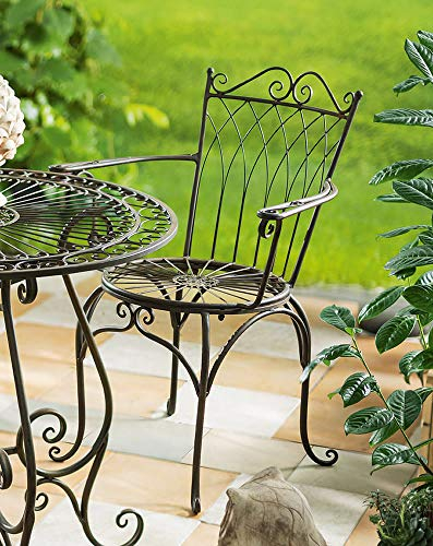 Dekoleidenschaft Bistrostuhl „Flair“ aus Metall, Antikoptik, Vintage Balkon & Gartenstuhl, Retro Terrassenmöbel, nostalgisch