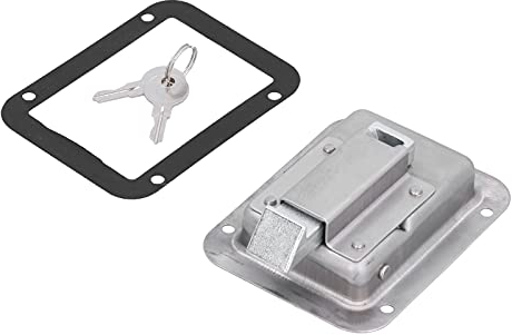 Chiavistello della Porta， 304 in Acciaio Inox Serratura della Porta con Paletta Serratura della Cassetta degli Attrezzi Montaggio a Filo con 2 Chiavi per Camper Rimorchio Fuoco per Serratura della Por