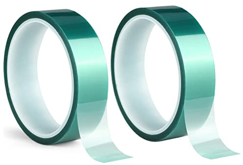 ACIT 2 Rollen Polyester-Klebeband für hohe Temperaturen, grünes PET-Klebeband, Silikonklebeband, perfekt für: eloxiert, 3D-Drucker, Thermofarbe ((66m x 30mm))