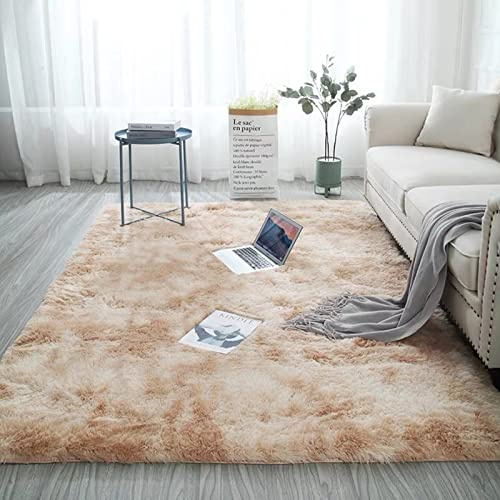 OYIMUA Hochflor Teppich 160×230 cm Beige, Moderner Flauschig Teppich Wohnzimmer Kinderzimmer Deko Schlafzimmer Flur Läufer Outdoor Teppich Fellteppich Kunstfell Shaggy Einfarbig Bettvorleger