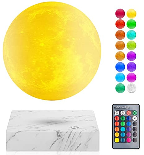 Lampada lunare a levitazione magnetica - 16 colori LED galleggianti e rotanti 3D Luna luci notturne levitazione rotazione lunare lampada da scrivania per la decorazione della camera da letto regali