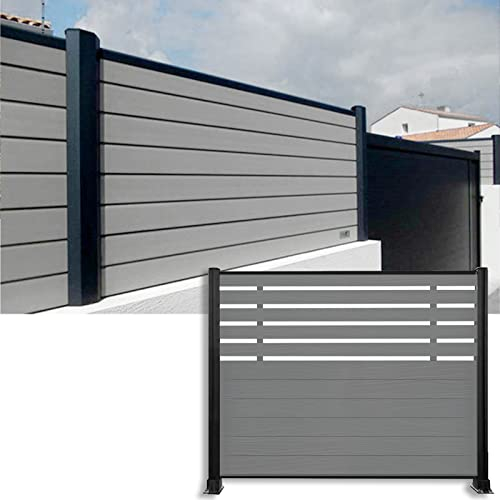 LZMZMQ WPC Sichtschutzzaun Breite 100 120 140 160 180 cm Windschutzscheibe Zaunwandteiler Außenterrassendeck, Wetterfester Sichtschutz Zaun Geländer Wand Stehend, WPC Deckorators Halter