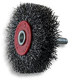 Brosse rotative circulaire métallique sur tige Ø 60 mm | Fil acier dur Ø 0,30 mm | Epaisseur 18 mm | 3 rangs | Pour perceuse ou visseuse à mandrin | Kibros 2660AT18