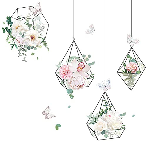 Wall Tattoo Flowers Hanging Wall Sticker Plants Flowers Wall Sticker Flower Pot Art Wall Sticker Wall Pictures Flower Watercolour Wall Sticker for Bedroom Living Room Hallway Window Wall Decoration