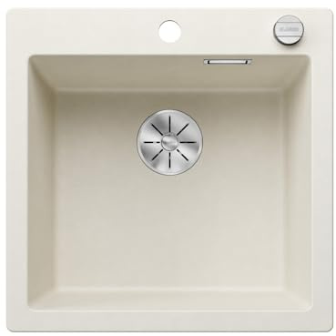 BLANCO PLEON 5 Fregadero de granito de color blanco suave de SILGRANIT | Tipo de montaje: instalación desde arriba | para armarios inferiores de 50 cm de ancho | Volumen máximo gracias a su lavabo