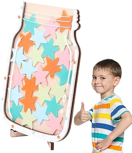 Sloane Belohnungstafel Kinder Für Das Verhalten, Belohnungsglas Mit Sternen,Belohnungsglas Mit Stern Dekor, Belohnungstafel Für Kinder, Routine-Trainingsgeschenke, Kinder-Belohnungstafel