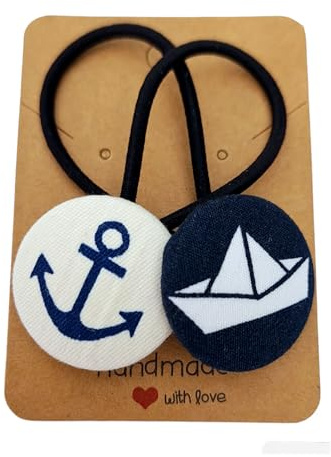 2 Haargummis Anker und Segelboot maritim