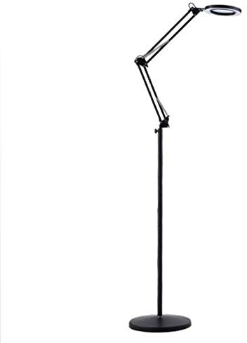 JKSVTF Magnifier Led Beauty Salon Cold Light Commercial Lighting Magnifying Glass Tattoo Lamp Beauty Lamp Nail Eye Shadowless Floor Lamp Dimmable (Black)