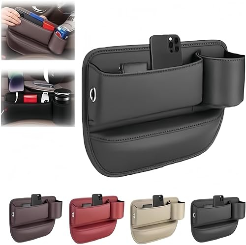 FIENZA Seitentasche Auto, Autositz Organizer, Lückenfüller Aufbewahrungsbox für Autositze (Schwarz, Haupttreiber)