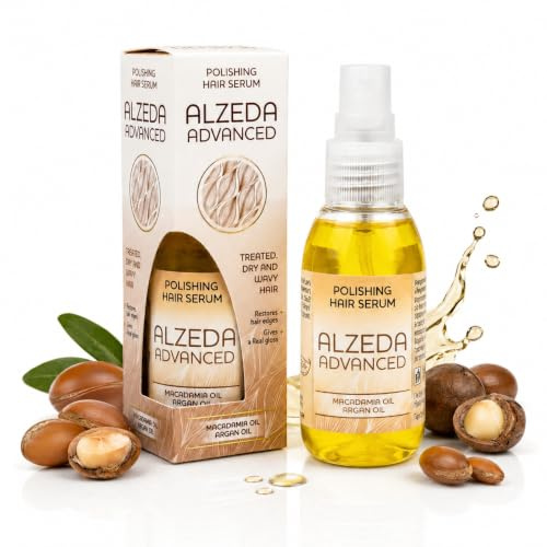 ALZEDA Polierendes Haarserum 60 ml Arganöl Macadamia Glanz trockenes Haar | Reichhaltige Öl-Synergie aus Argan, Macadamia, Traubenkern und Olive für ein glänzendes, seidiges Finish ohne Ausspülen