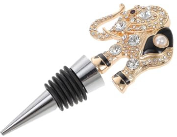 SHOWERORO Alloy Wine Bottle Stopper Diamond Elephant Decoration Zinc Alloy Bottle Plug Reusable Wine Cork Sealer