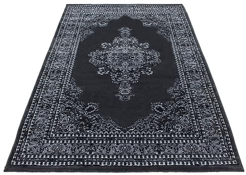 Stilvoll Günstig by ELMM Kurzflor Teppich Grau 80 x 150 cm – Orientalisches Design, 12 mm, Polypropylen, Juterücken, für Wohnzimmer & Schlafzimmer