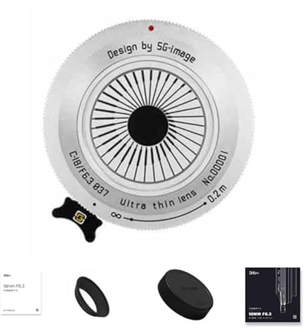 SGimage 18mm F6.3 Kameraobjektiv, ultradünnes Pancake-Objektiv für NZ-Mount | Leichtes 76g schweres Weitwinkel-Festbrennweitenobjektiv mit manueller Fokussierung und Metallgehäuse, Silber