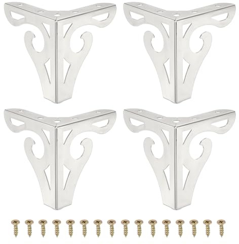 PATIKIL 3.7 Inch Hollow Out Furniture Legs,Set of 4 Modern Metal Triangle Couch Feet Replacement Sofa Legs for Cabinet Dresser Cupboard Table Chair Ottoman Bookcase Wardrobe,Silver