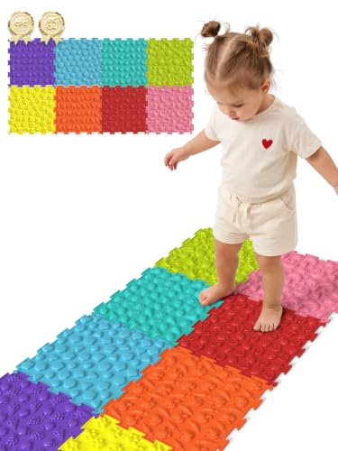 Sensory Mats for Kids, 8 Pack Textured Sensory Tiles for Toddlers & Adults
